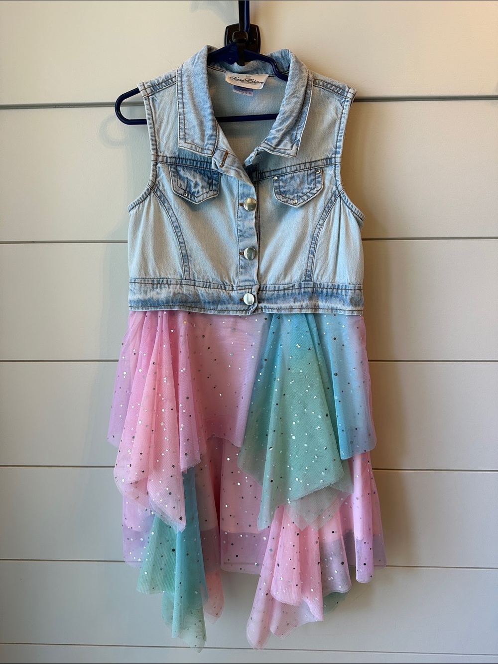 Rare Editions Light Blue Denim and tulle dress size 6x
